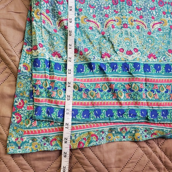 Maeve Anthropologie size 0 /XS Meret Tunic Silk Green Floral Paisley Tank Top - Picture 6 of 9